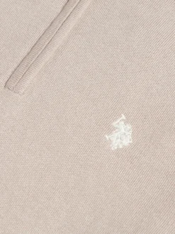 U.S. Polo Assn. Natural Cotton Funnel Neck Quarter Zip Knit