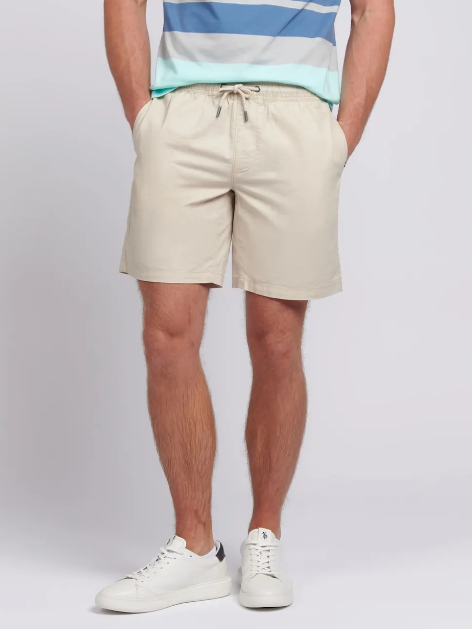 U.S. Polo Assn. Natural Mens Linen Blend Deck Shorts