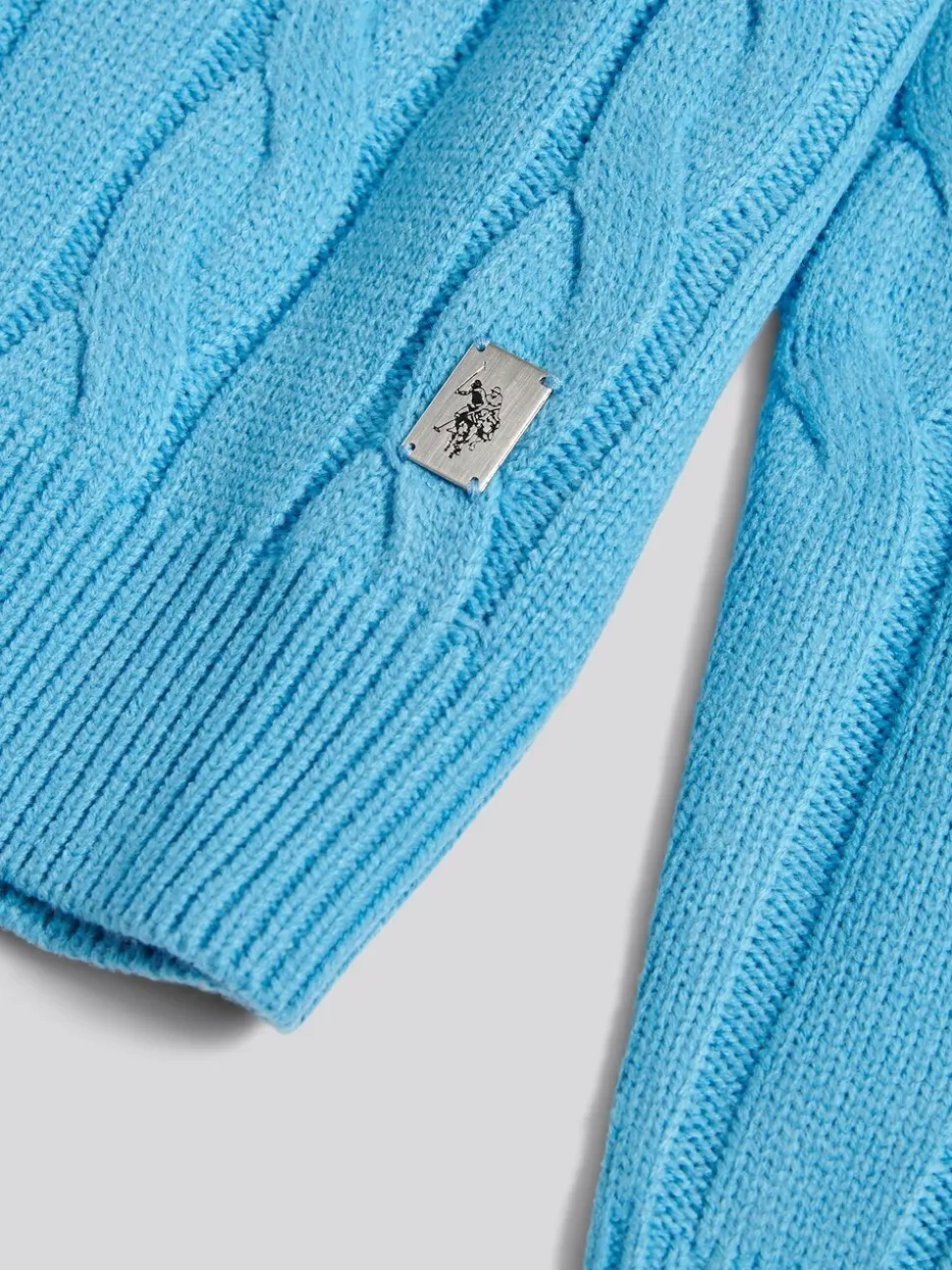 U.S. Polo Assn. Navy Blue Mens Cable Knit Crew Jumper