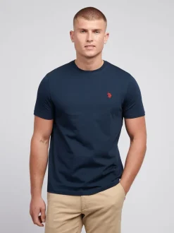 U.S. Polo Assn. Navy Blue Mens Regular Fit Double Horsemen 100% Cotton T-Shirt