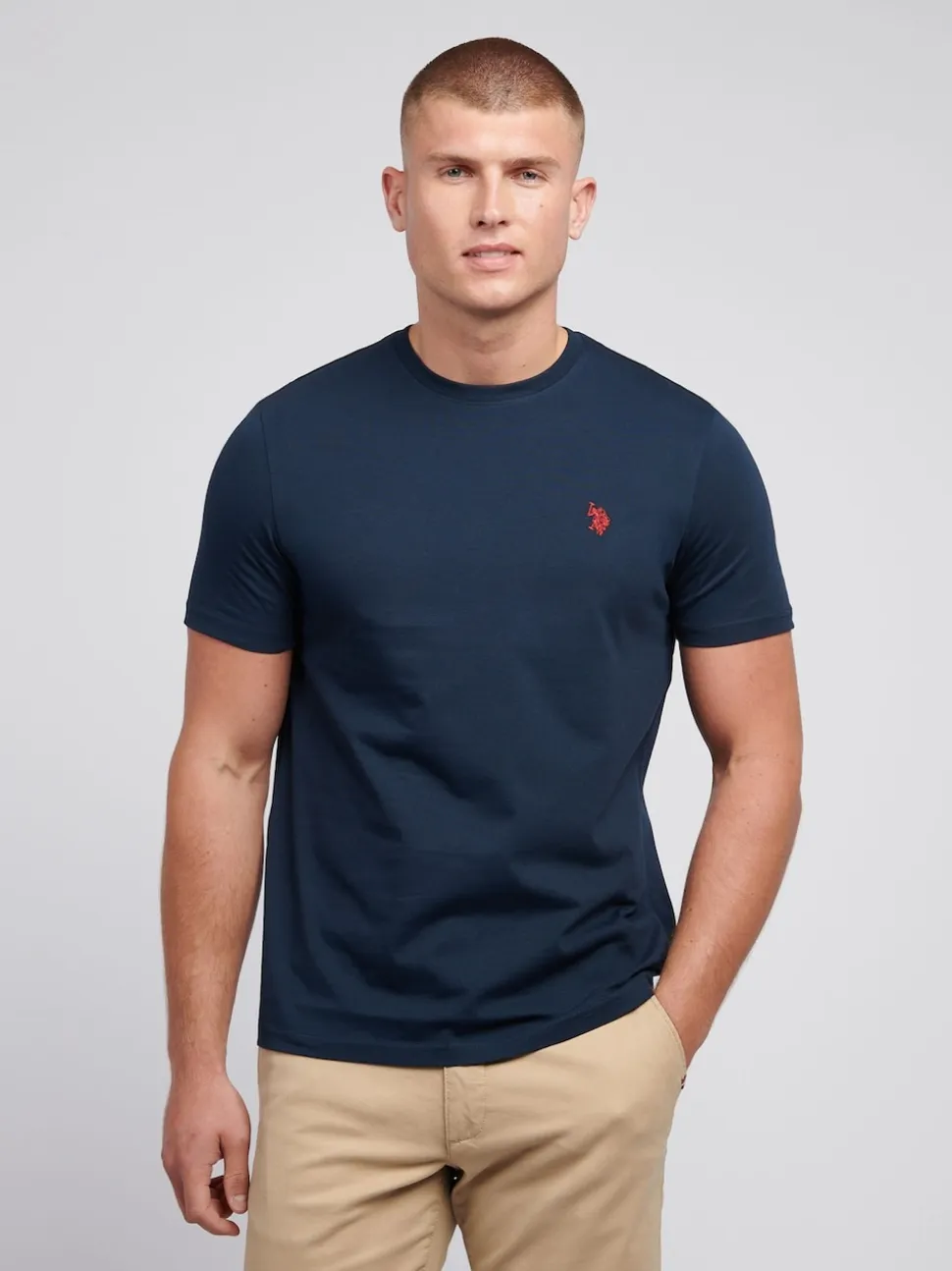 U.S. Polo Assn. Navy Blue Mens Regular Fit Double Horsemen 100% Cotton T-Shirt