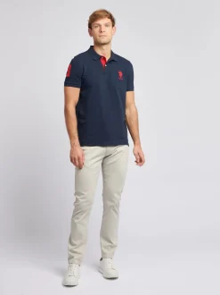 U.S. Polo Assn. Navy Blue Regular Fit Mens Player 3 Pique 100% Cotton Polo Shirt