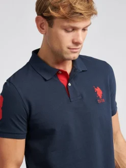 U.S. Polo Assn. Navy Blue Regular Fit Mens Player 3 Pique 100% Cotton Polo Shirt