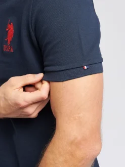 U.S. Polo Assn. Navy Blue Regular Fit Mens Player 3 Pique 100% Cotton Polo Shirt