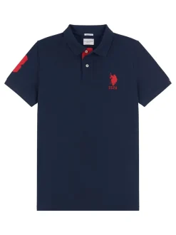 U.S. Polo Assn. Navy Blue Regular Fit Mens Player 3 Pique 100% Cotton Polo Shirt
