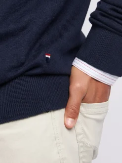 U.S. Polo Assn. Navy Cotton Funnel Neck Quarter Zip Knit