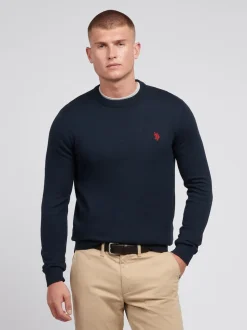 U.S. Polo Assn. Navy Mens Cotton Crew Neck Jumper