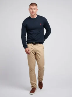 U.S. Polo Assn. Navy Mens Cotton Crew Neck Jumper