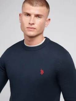 U.S. Polo Assn. Navy Mens Cotton Crew Neck Jumper