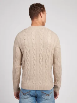 U.S. Polo Assn. Nude Mens Cable Knit Crew Jumper