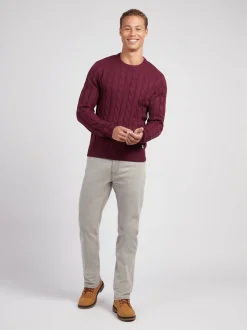 U.S. Polo Assn. Purple Mens Cable Knit Crew Jumper