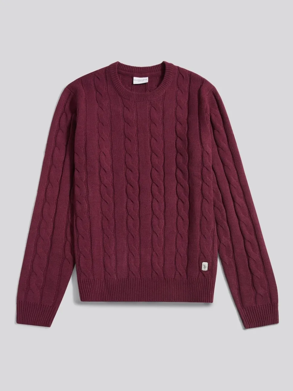 U.S. Polo Assn. Purple Mens Cable Knit Crew Jumper