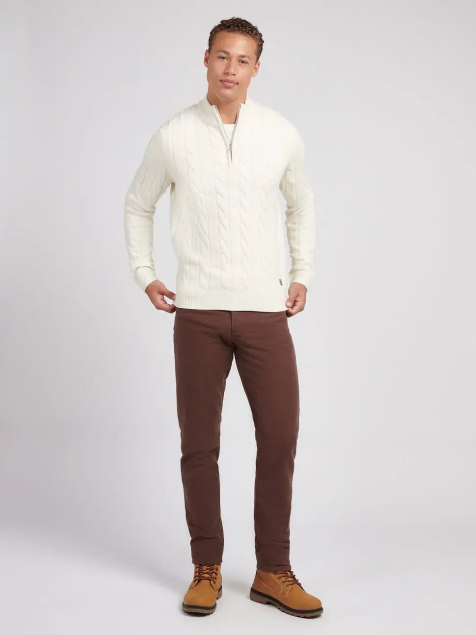 U.S. Polo Assn. White Cable Knit Funnel