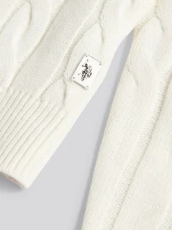 U.S. Polo Assn. White Cable Knit Funnel