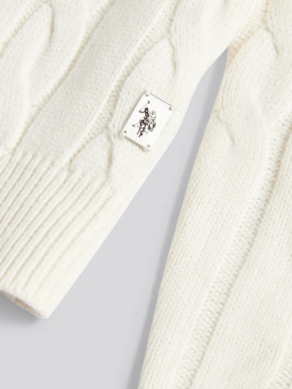 U.S. Polo Assn. White Cable Knit Funnel