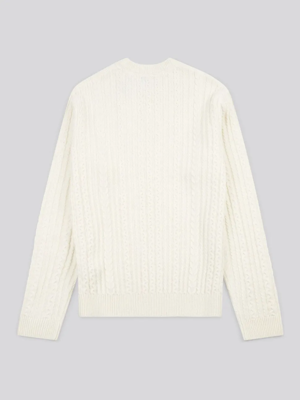 U.S. Polo Assn. White Mens Aran Knit Crew Jumper