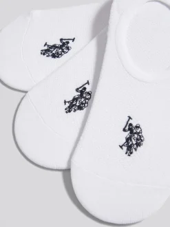 U.S. Polo Assn White Mens Invisible Trainer Socks 3 Pack