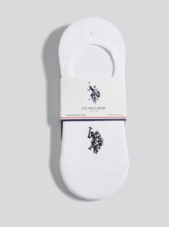 U.S. Polo Assn White Mens Invisible Trainer Socks 3 Pack