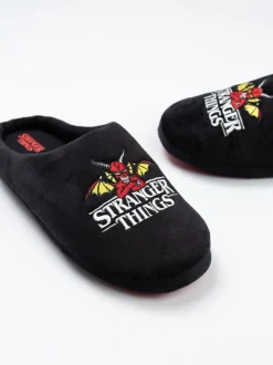 Vanilla Underground Black Stranger Things Mule Slippers