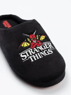 Vanilla Underground Black Stranger Things Mule Slippers