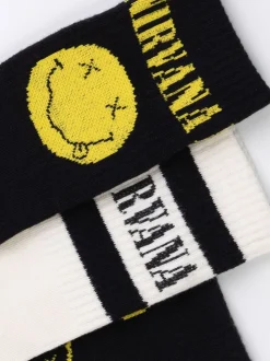 Vanilla Underground Black Mens Nirvana Multicoloured Calf Socks Set of 3