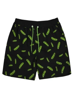 Vanilla Underground Black Mens Rick And Morty Black Swim Shorts