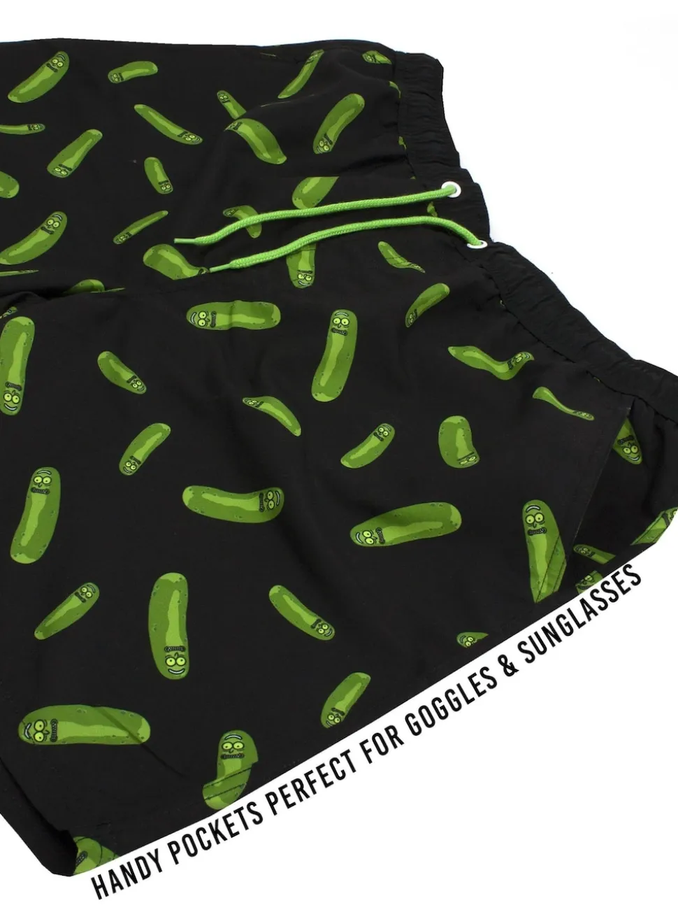 Vanilla Underground Black Mens Rick And Morty Black Swim Shorts