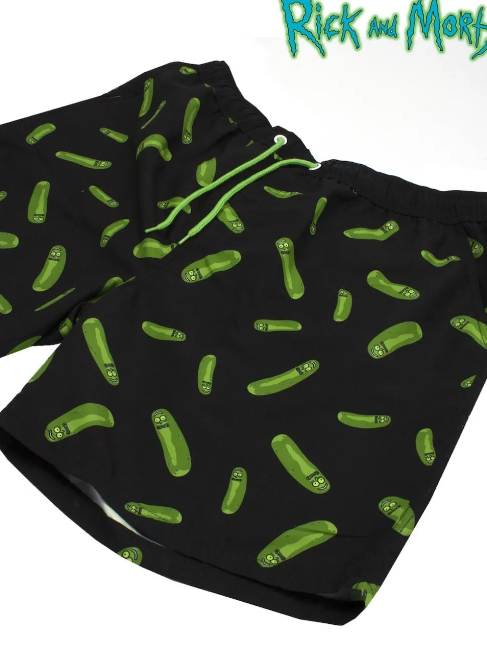 Vanilla Underground Black Mens Rick And Morty Black Swim Shorts