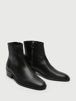 Walk London Black Leather Hoxton Zip Boots
