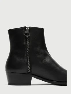 Walk London Black Leather Hoxton Zip Boots