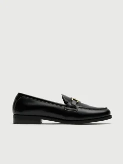 Walk London Black Leather Torbole Trim Loafers