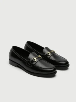 Walk London Black Leather Torbole Trim Loafers
