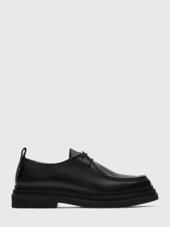 Walk London Black Leather Brooklyn Apron Shoes