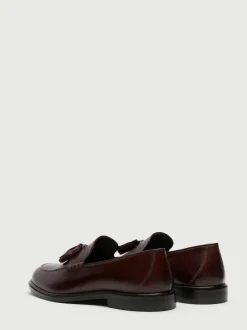 Walk London Brown Leather Putney Tassel Loafers