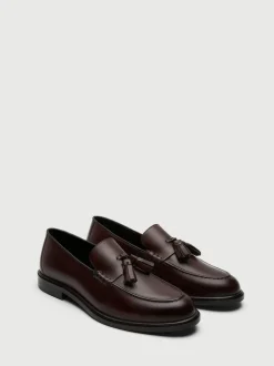 Walk London Brown Leather Putney Tassel Loafers