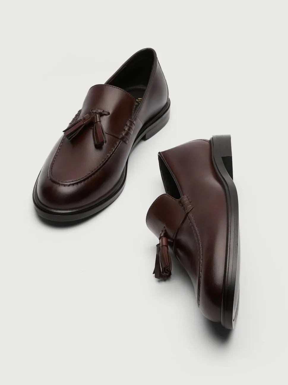 Walk London Brown Leather Putney Tassel Loafers