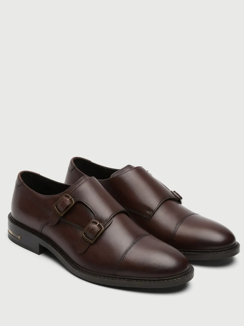 Walk London Brown Leather Oliver Monk Shoes