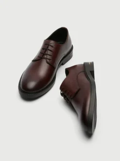 Walk London Brown Leather Oliver Derby Shoes