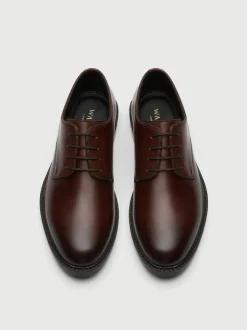 Walk London Brown Leather Oliver Derby Shoes