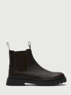 Walk London Brown Leather Callum Seam Chelsea Boots