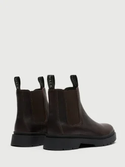 Walk London Brown Leather Callum Seam Chelsea Boots