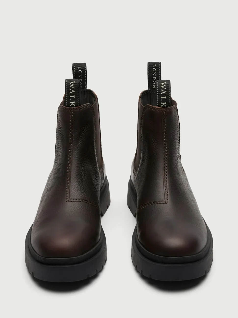 Walk London Brown Leather Callum Seam Chelsea Boots