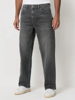 Washed Black Baggy Fit Classic Stretch Jeans