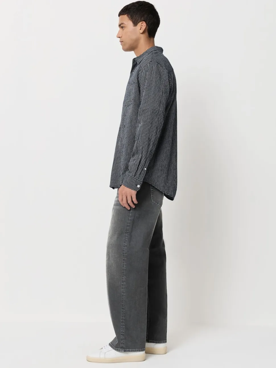Washed Black Baggy Fit Classic Stretch Jeans