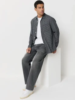 Washed Black Baggy Fit Classic Stretch Jeans