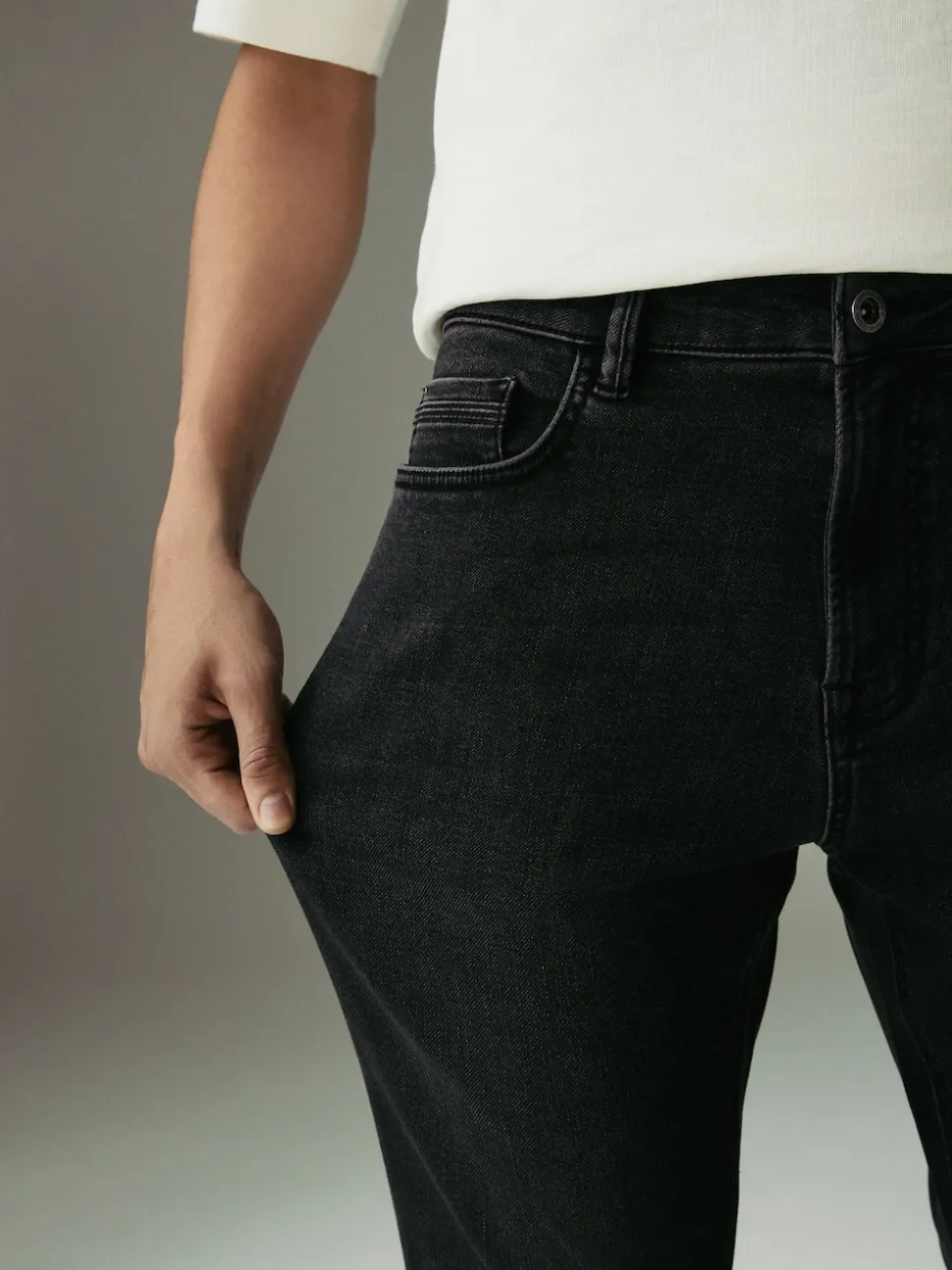 Washed Black Slim Fit Comfort Stretch Jeans