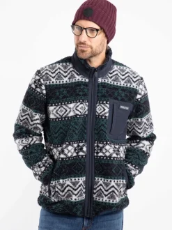 Weird Fish Blue Lucian Full Zip Jacquard Borg Fleece