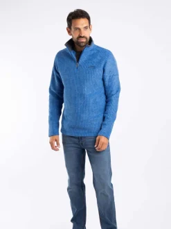 Weird Fish Blue Newark Quarter Zip Grid Fleece