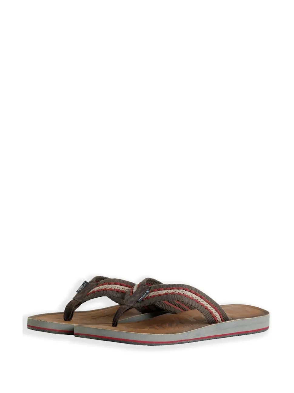 Weird Fish Brown Malham Leather Look Flip Flop Slippers
