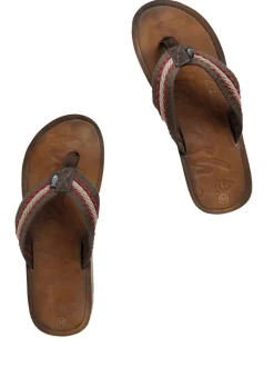 Weird Fish Brown Malham Leather Look Flip Flop Slippers